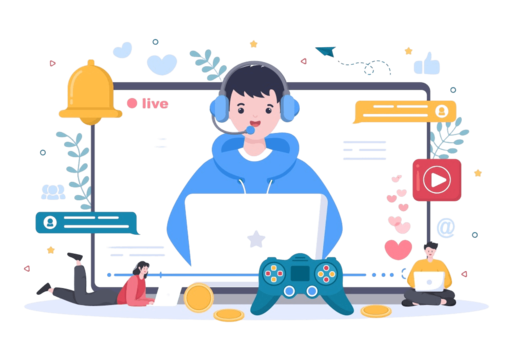 pngtree video game blogger content creator background with man use headset making png image 5082838